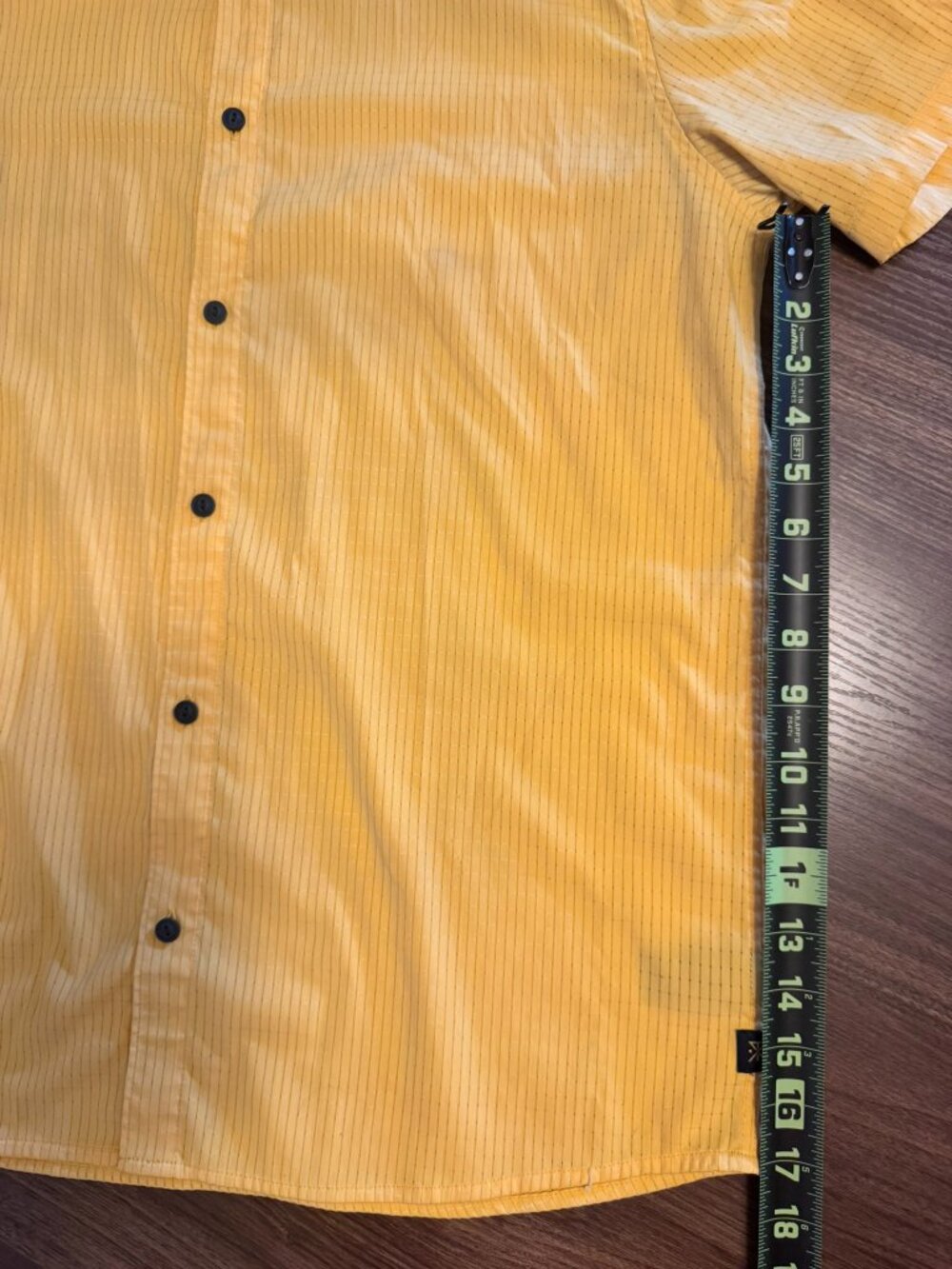 Roark Men’s Short Sleeve Button Down Shirt Gold Mustard Yellow Textured - Large - Picture 3 of 12